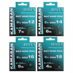 Kamasan B911 Hooks To Nylon with Bait Bands