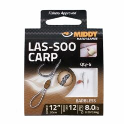 MIDDY – LAS-SOO CARP BARBLESS 12″ HOOKS TO NYLON